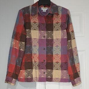 Vintage Alfred Dunner Multicolor Plaid Patchwork Button-Up Jacket